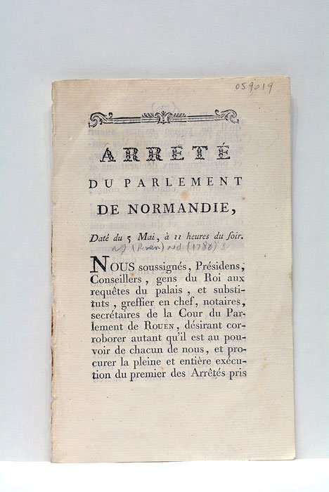 ARRÊTÉ DU PARLEMENT DE NORMANDIE, daté du 5 mai, à …