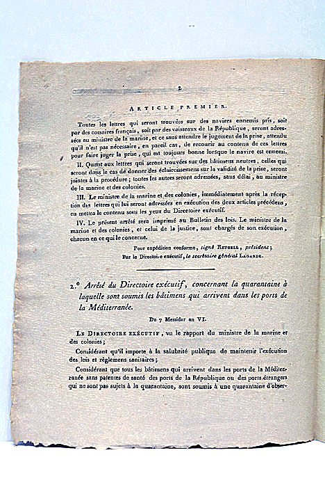 ARRÊTÉS DU DIRECTOIRE EXÉCUTIF, CONCERNANT LA MARINE.