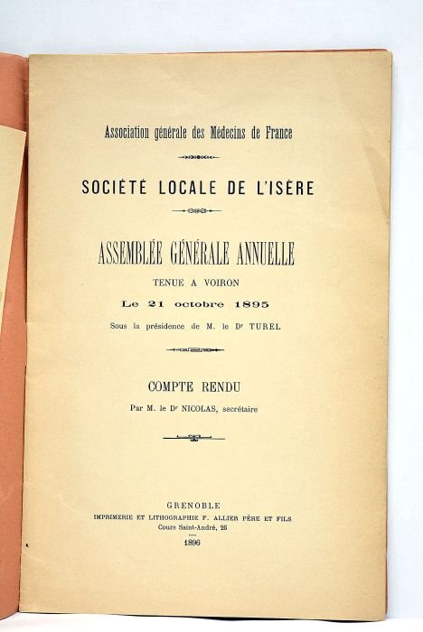 Assemblée générale annuelle tenue à Voiron le 21 octobre 1895 …