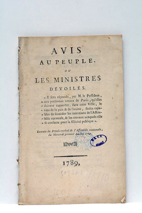 AVIS AU PEUPLE, OU LES MINISTRES DÉVOILÉS.