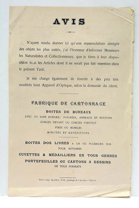 AVIS. Fabrique de cartonnage, boîtes de bureaux avec ou sans …