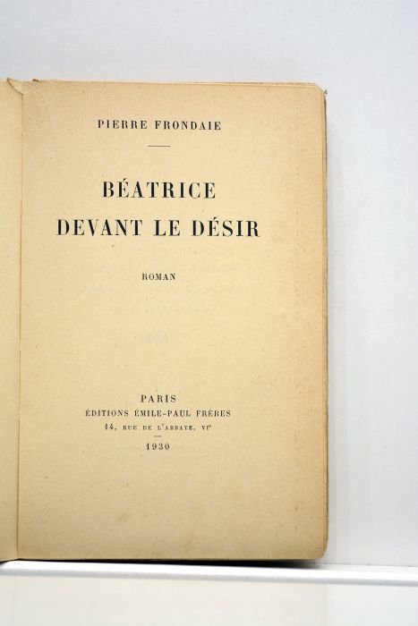 Béatrice devant le désir. Roman.