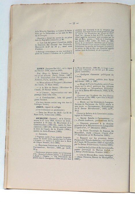 Bibliographie Languedocienne de l'Aude.