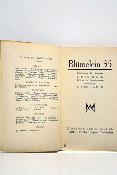 Blümelein 35. Confidences du Lieutenant S. de Barriere, officier de …