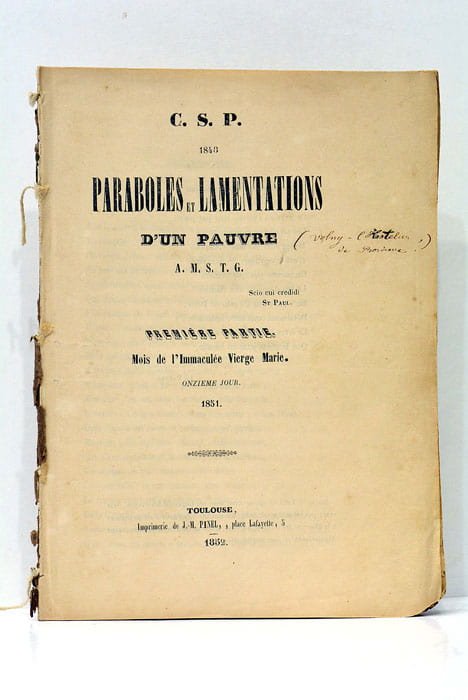 C.S.P 1848. Paroles et lamentations d'un pauvre.Première partie. Mois de …