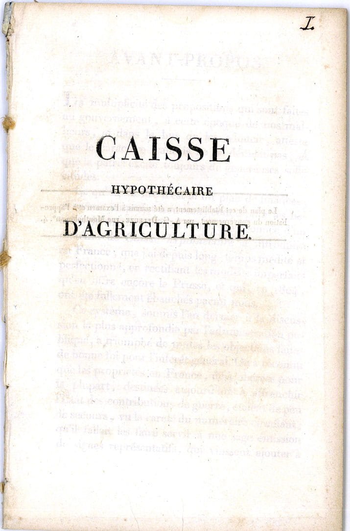 Caisse Hypothécaire d'Agriculture.
