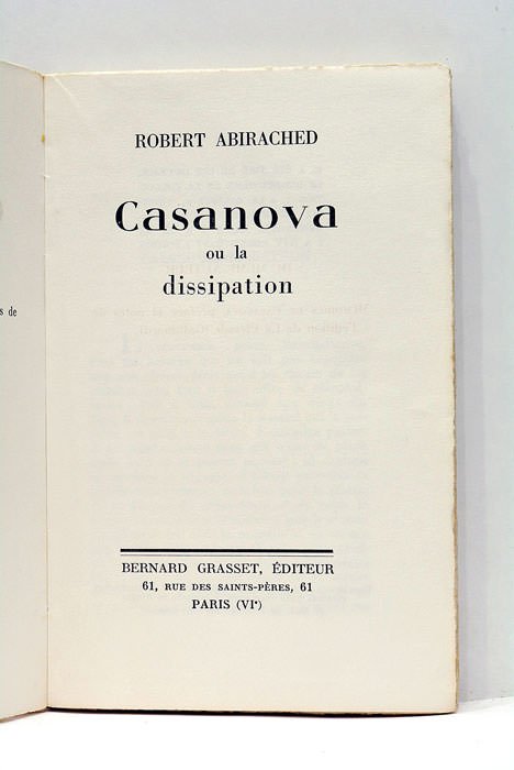 Casanova ou la dissipation.
