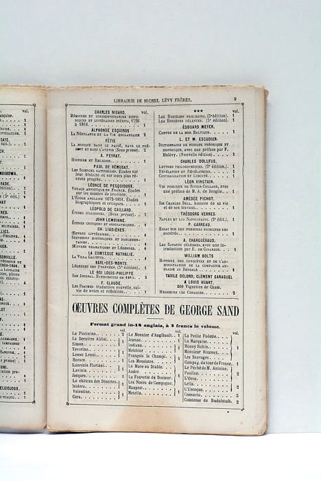 Catalogue de la Librairie Michel Levy Frères. Editeurs.