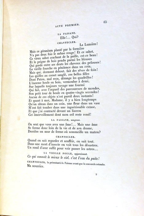 Chantecler, Pièce en quatre actes en vers. Représentée pour la …