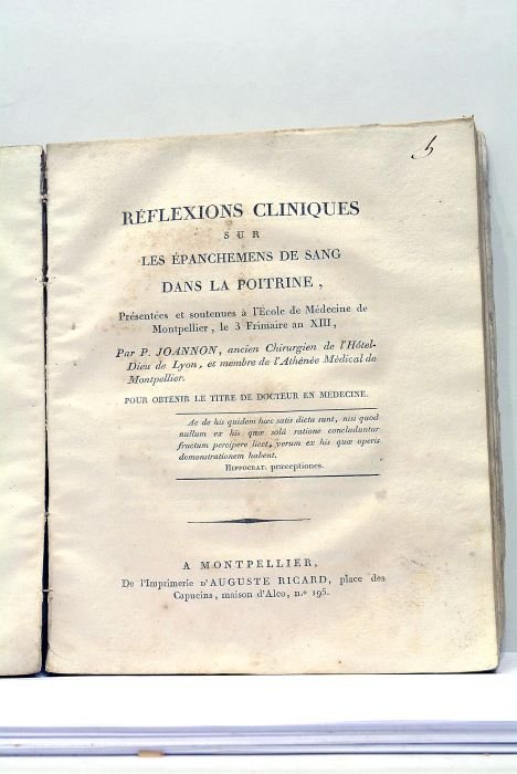 COLLECTION des Thèses soutenues à l'Ecole de Médecine de Montpellier, …