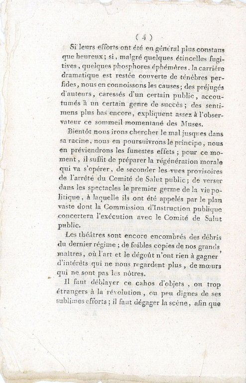 COMMISSION D'INSTRUCTION PUBLIQUE. SPECTACLES. Extrait des registres des arretés du …