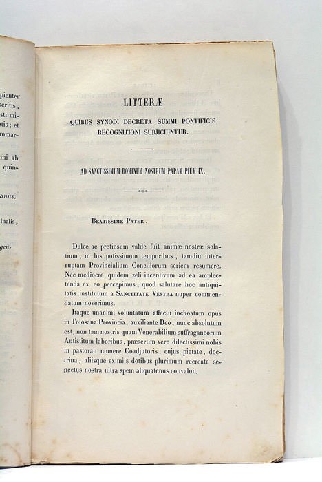 CONCILIUM PROVINCIAE TOLOSANAE, IN URBE TOLOSA HABITUM, ANNO DOMINI MDCCCL, …