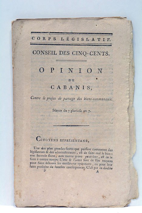 Conseil des cinq-cents. Opinion contre le projet de partage des …