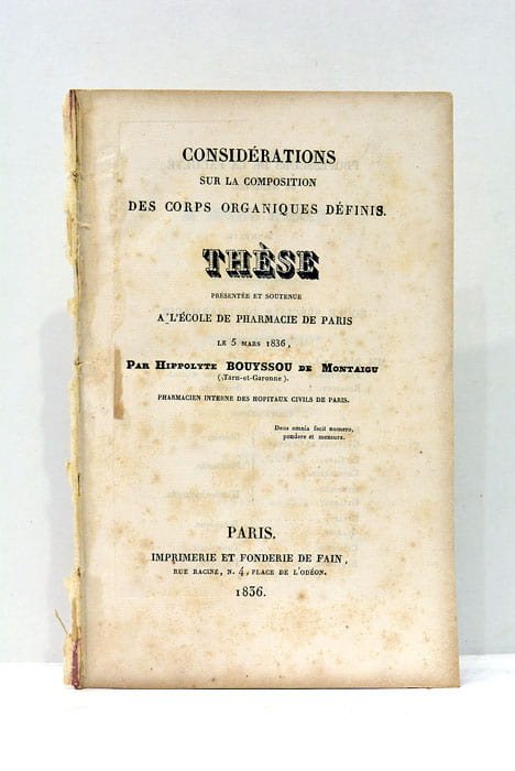 Considérations sur le Composition des Corps Organiques définis. Thèse présentée …