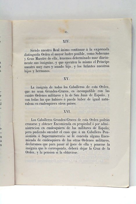 CONSTITUCIONES DE LA REAL Y DISTINGUIDA ORDEN ESPAÑOLA de Carlos …