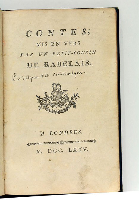 CONTES, MIS EN VERS PAR UN PETIT-COUSIN DE RABELAIS.