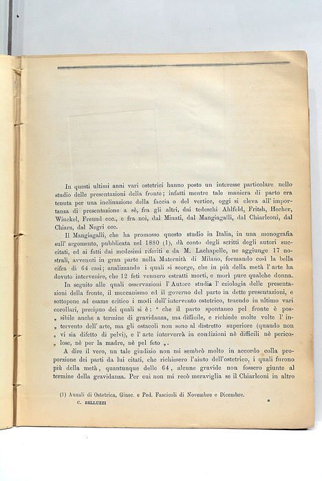 Contributo allo studio del Parto per la Fronte.