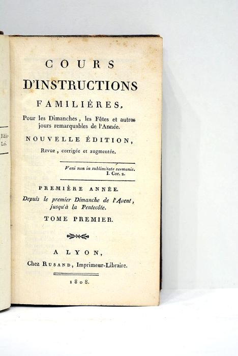 COURS d'instructions familières pour les dimanches, fêtes et autres jours …