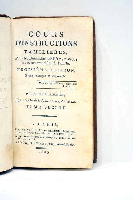 COURS d'instructions familières pour les dimanches, fêtes et autres jours …