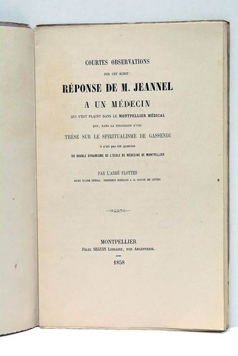 Courtes observations sur cet écrit: Réponse de M. Jeannel à …