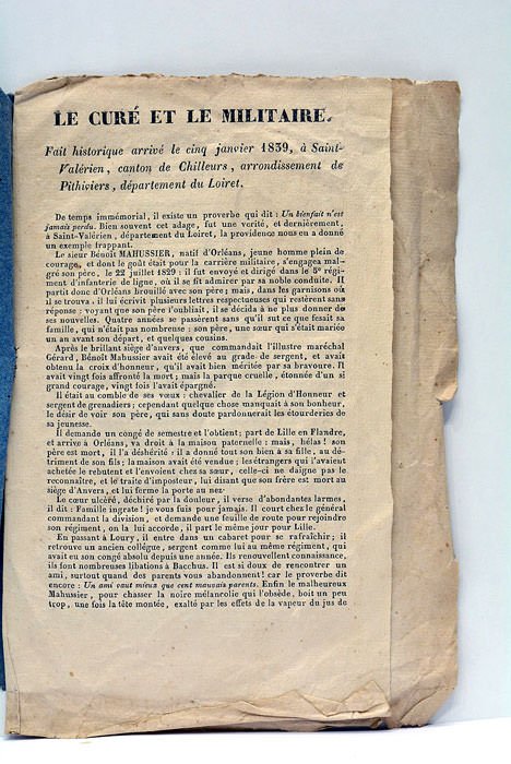 CURE ET LE MILITAIRE (Le). Fait historique arrivé le 18 …