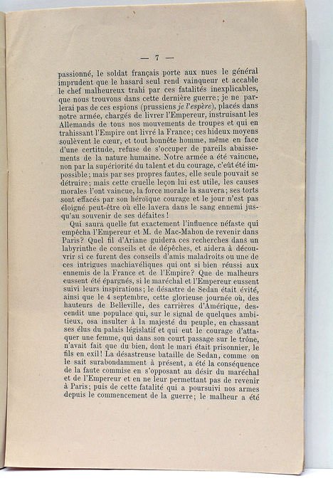 De´die´ au peuple. Les fautes de l'Empire.