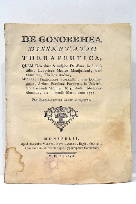 De Gonorrhea Dissertatio Thérapeutica.
