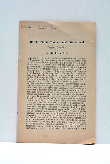 De l'Eusémine comme anesthésique local. Rapport d'ensemble.