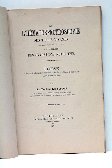 De l'Hématospectroscopie des tissus vivants comme méthode de recherche de …