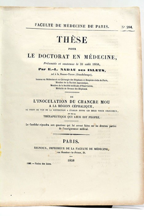 De l'Inoculation du Chancre Mou à la Région Céphalique, au …