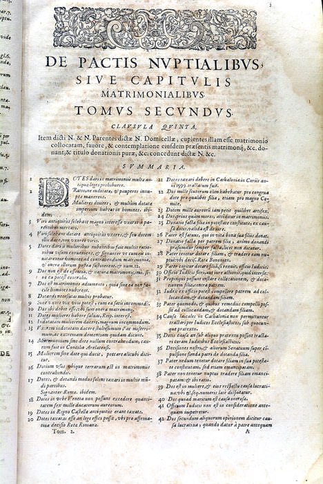 De Pactis Nuptialibus, sive capitulis matromonialibus tractatus.