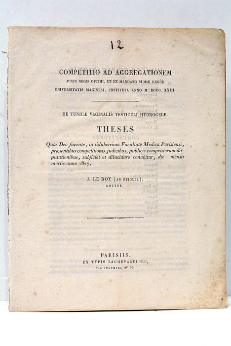 De Tunicae Vaginalis Testiculi Hydrocele.