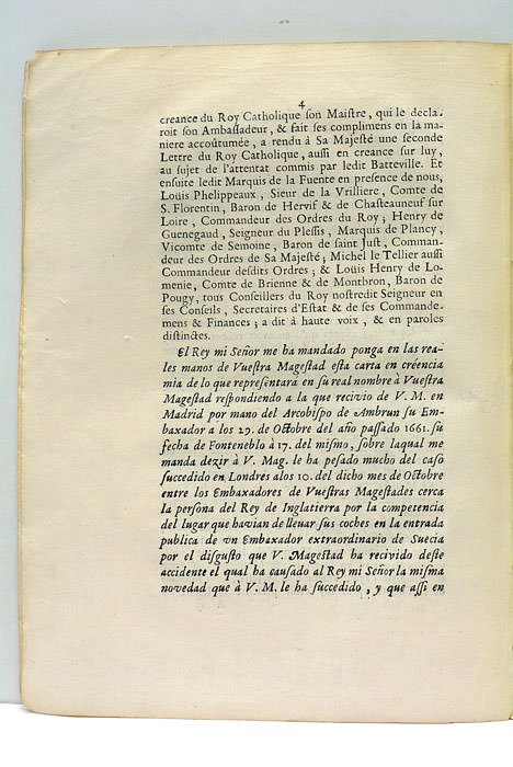 DECLARATION DE L'ESPAGNE POUR LA PRESSEANCE DES ROYS DE FRANCE. …