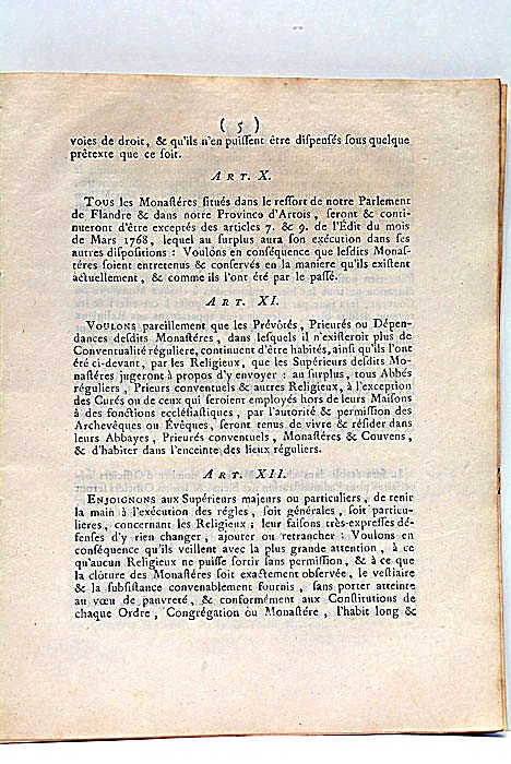 DÉCLARATION DU ROI CONCERNANT LES MONASTÈRES SITUÉS EN FLANDRE ET …