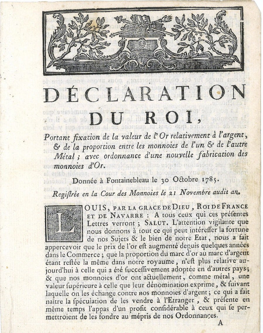 DÉCLARATION du Roi, portant fixation de la valeur d'or relativement …