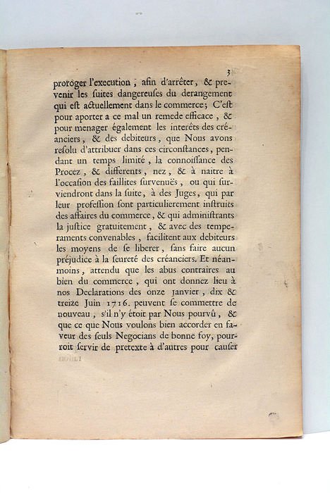 DECLARATION DU ROY. Donnée à Paris le 5 Aoust 1721. …