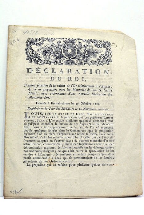 DECLARATION du Roy portant fixation de la Valeur de l'Or …