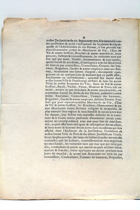 DECLARATION DU ROY, qui fixe des peines contre les Commis …