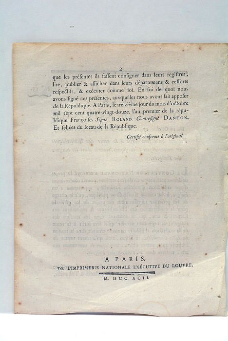Décret de la Convention Nationale du 10 Octobre 1792, l'an …