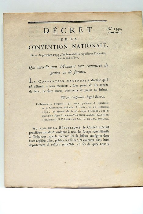 DÉCRET DE LA CONVENTION NATIONALE du 10 septembre 1793, l'an …