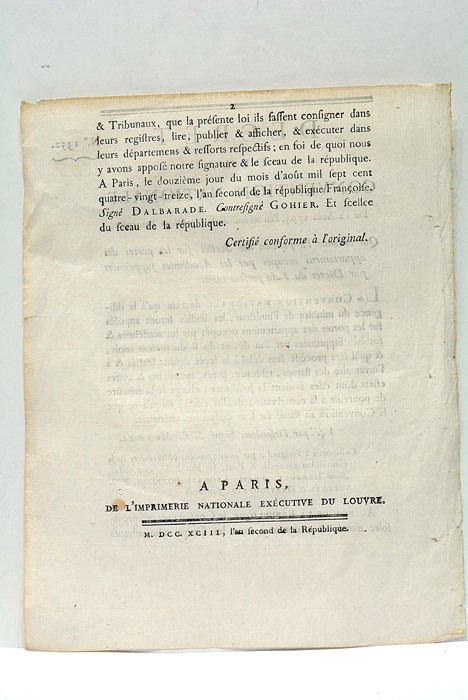 DÉCRET de la Convention Nationale, du 12 août 1793, l'an …