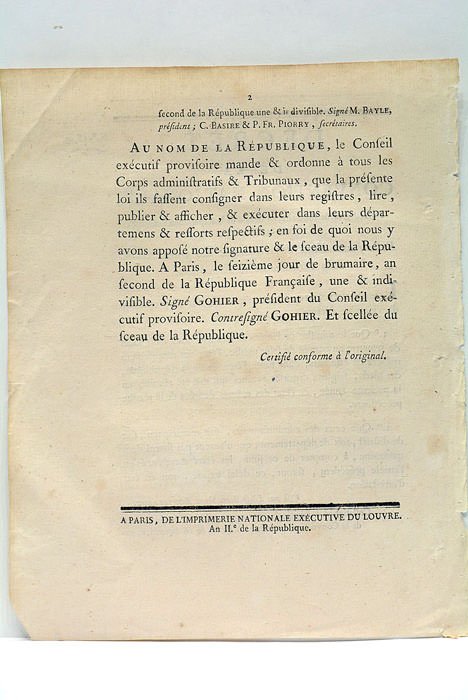 DÉCRET DE LA CONVENTION NATIONALE, du 15e jour de Brumaire, …