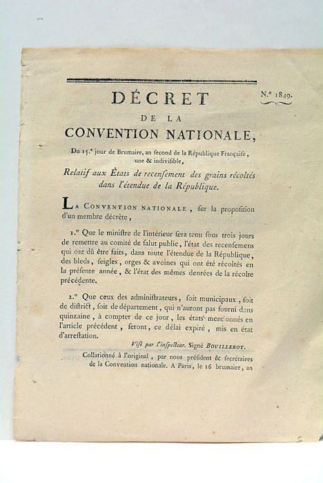 DÉCRET DE LA CONVENTION NATIONALE, du 15e jour de Brumaire, …
