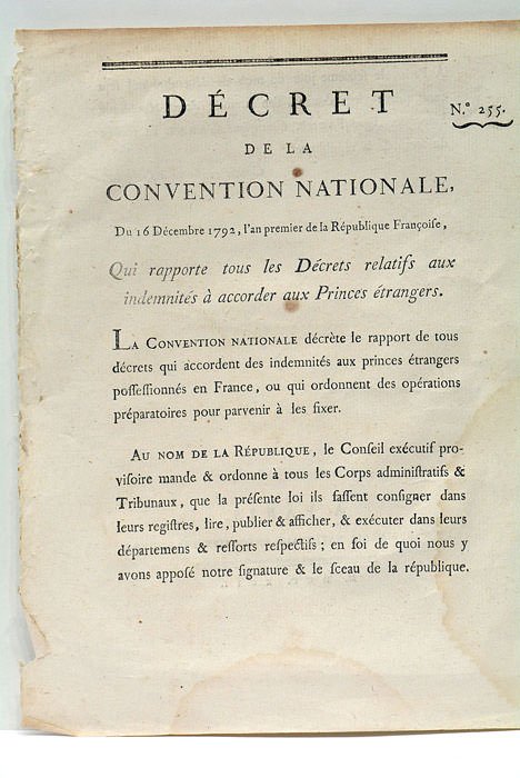 DÉCRET DE LA CONVENTION NATIONALE, du 16 décembre 1792, l'an …