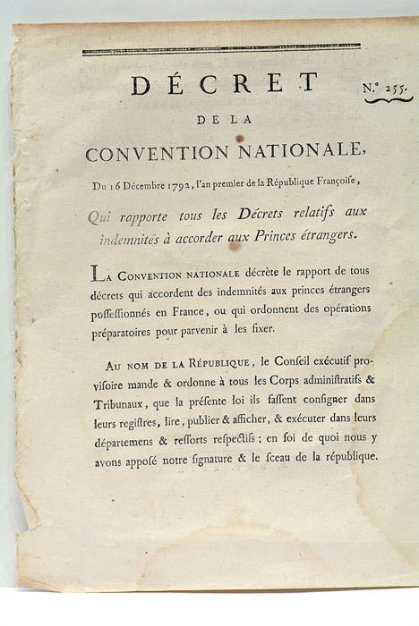 DÉCRET DE LA CONVENTION NATIONALE, du 16 décembre 1792, l'an …