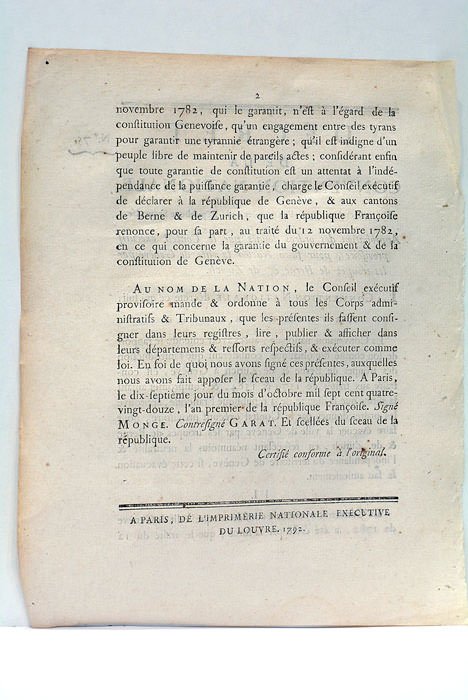 DÉCRET DE LA CONVENTION NATIONALE. DU 17 OCTOBRE 1792, L'AN …
