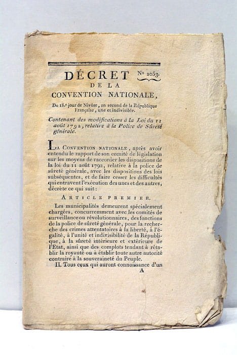 DÉCRET DE LA CONVENTION NATIONALE, du 18.e jour de Nivôse, …