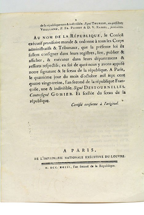 DÉCRET DE LA CONVENTION NATIONALE, du 2 octobre 1793, l'an …