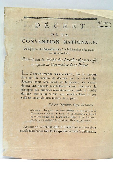 DÉCRET DE LA CONVENTION NATIONALE du 23e jour de Brumaire …