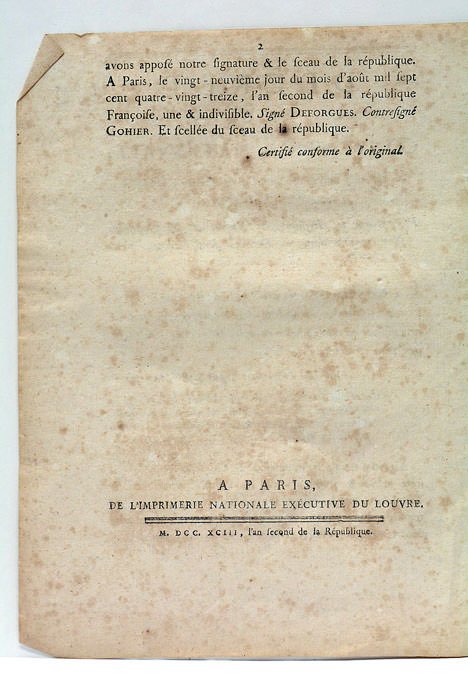 DÉCRET DE LA CONVENTION NATIONALE, du 29 août 1793, l'an …